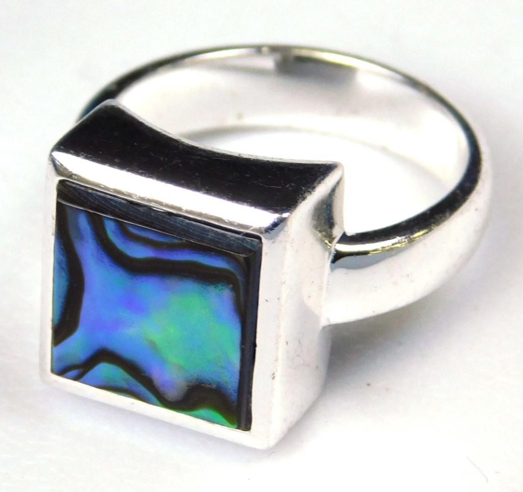 Sterling Silver Ring with Abalone Square: Sterling Silver Ring with Abalone Square