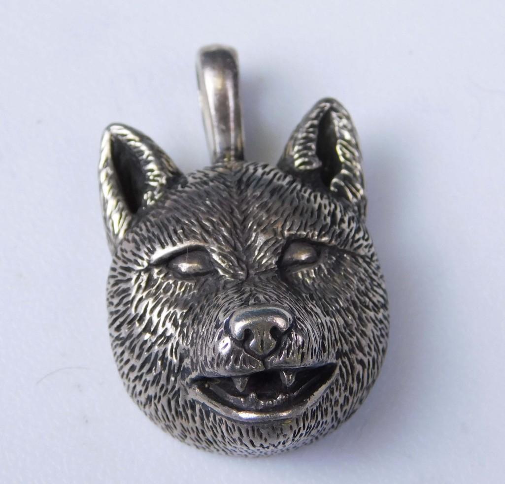 Sterling Silver Poochclub Dog or Wolf Pendant: Sterling Silver Pooch club Dog or Wolf Pendant
