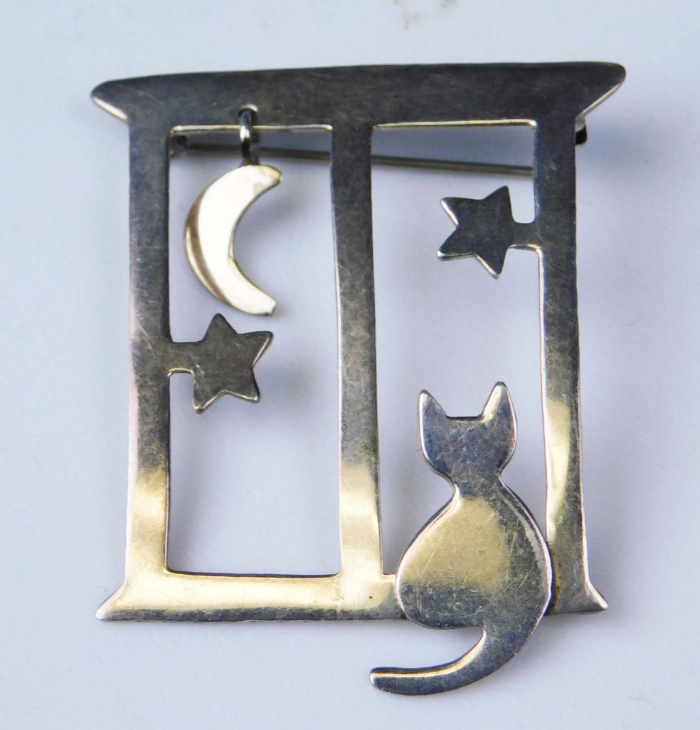 Sterling Silver Anne Harvey Cat Brooch or Pin: Sterling Silver Anne Harvey Cat Brooch or Pin