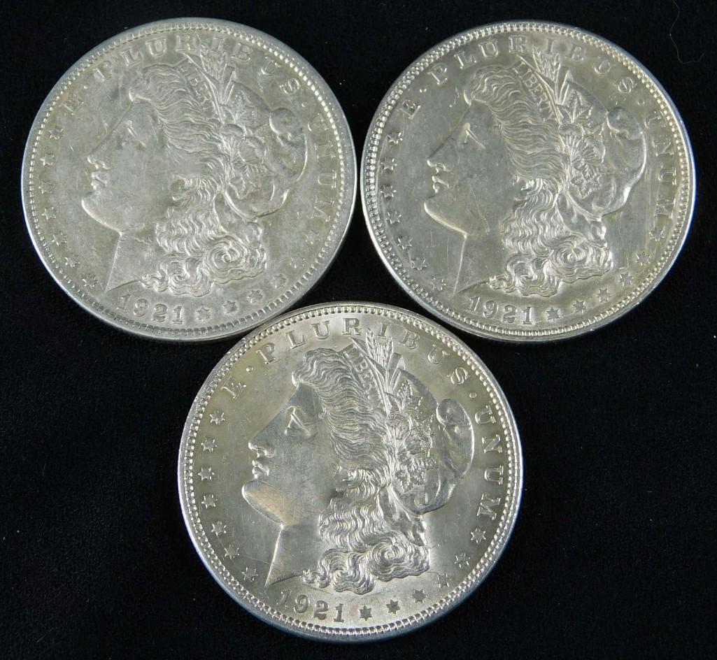 Lot of 3 Nice 1921-P Morgan Dollars (1 of 2)