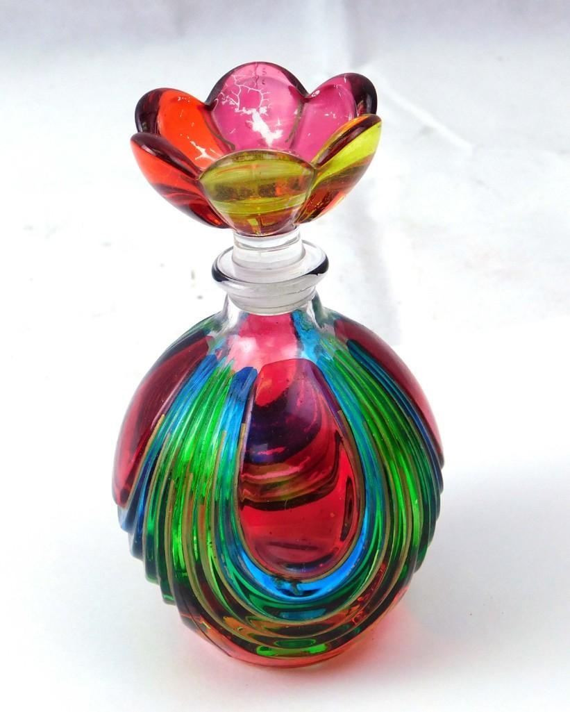Hand Decorated Flashed Glass Perfume Bottle Murano (1 of 5)