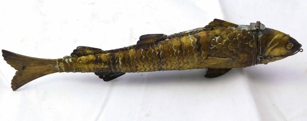 Vintage Articulated Brass Figural Fish Spice Caddy (1 of 6)