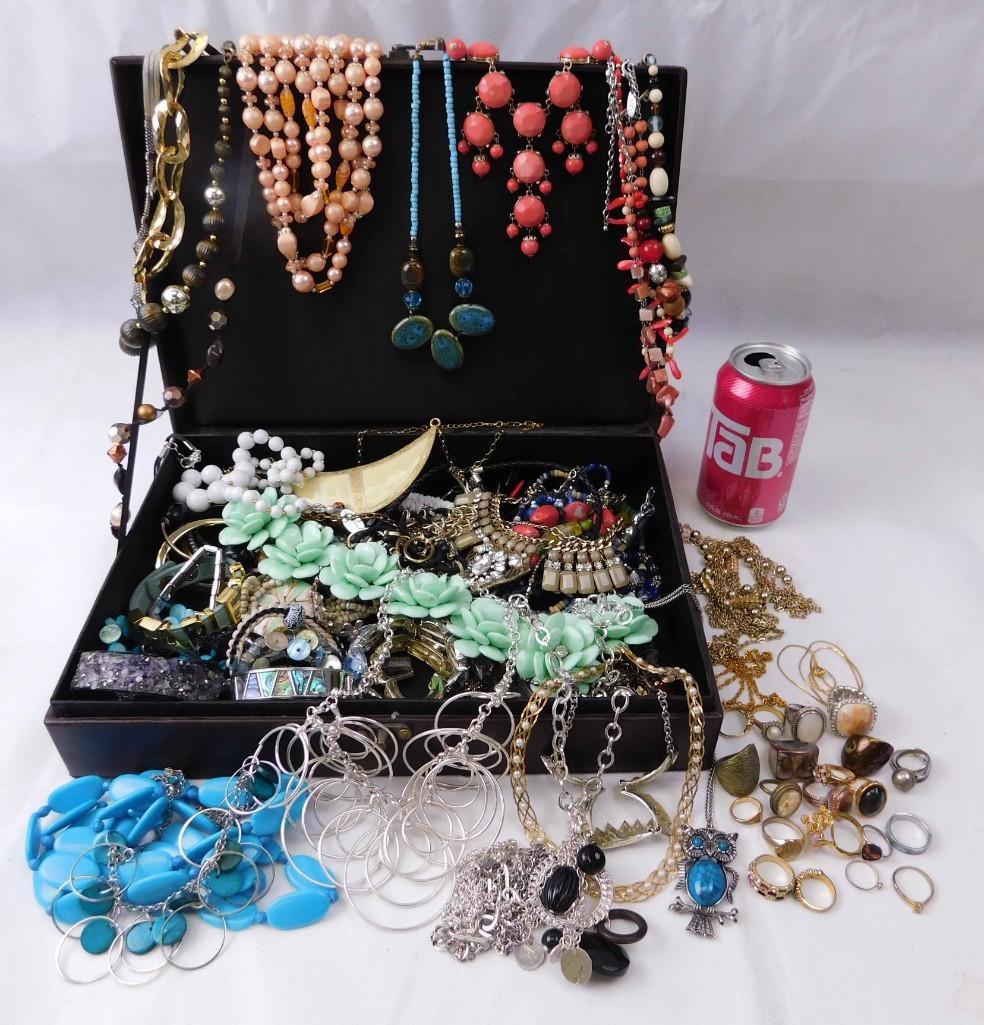 Jewelry Box Filled with Costume Jewelry incl Vintage (1 of 6)