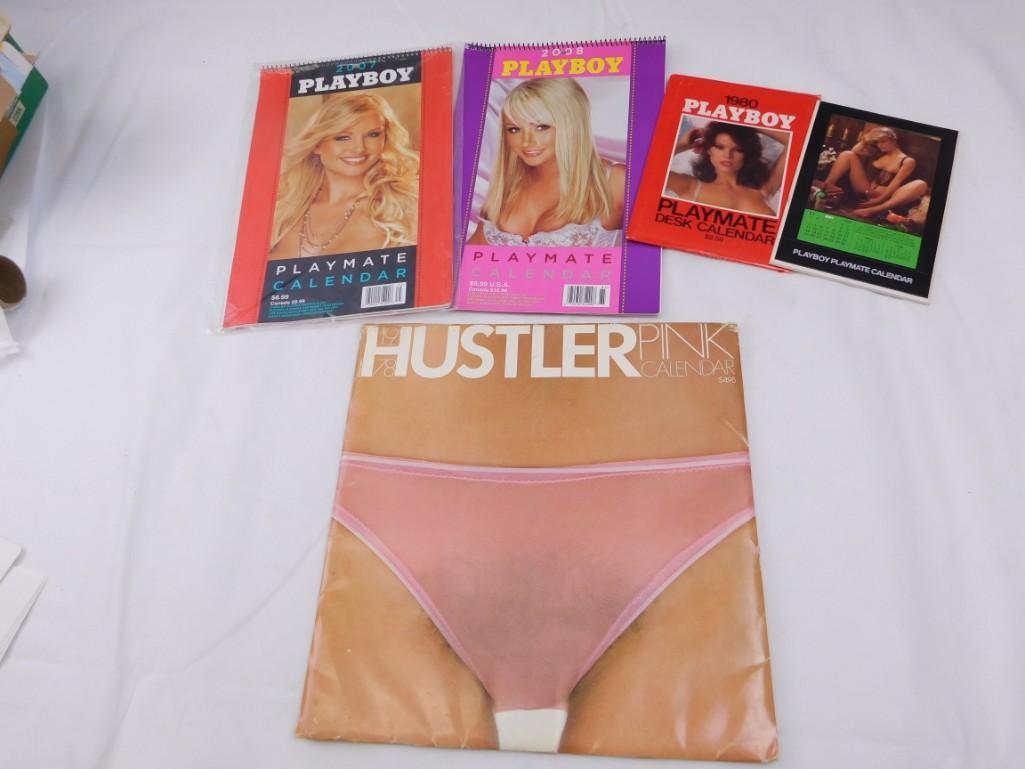 Lot Of 3 Playboy Calendars And One Hustler Calendar