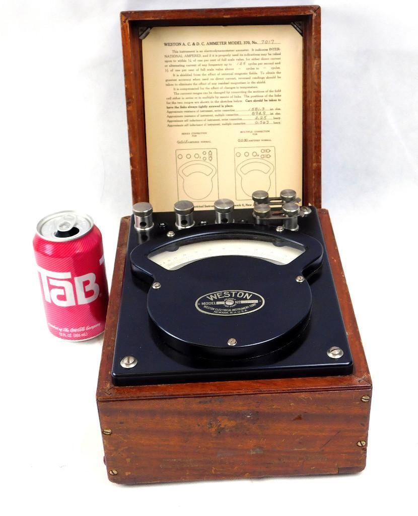 Vintage Weston AC/DC Ammeter Model 370 In Wooden Case (1 of 8)