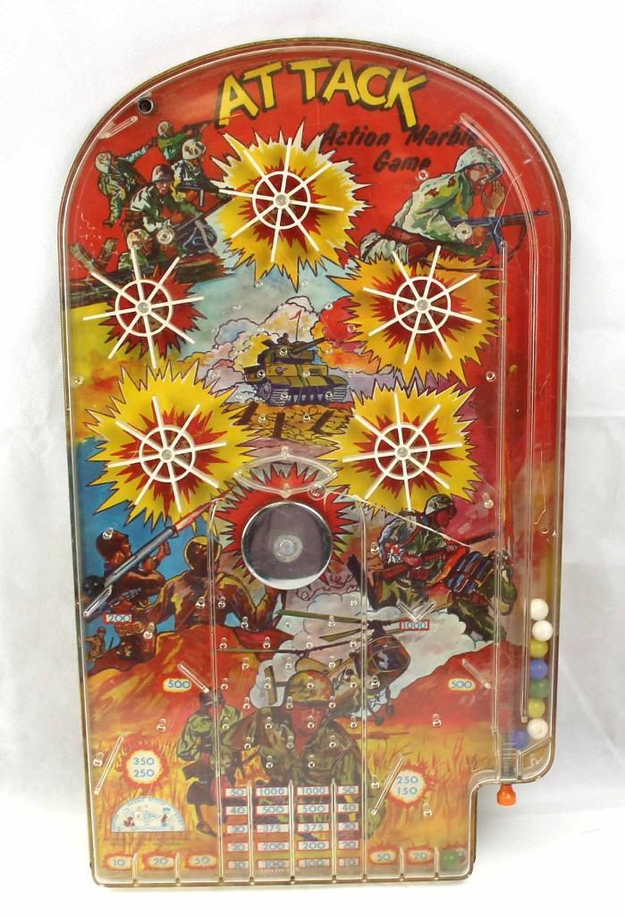 Vintage Wolverine Co Attack Action Marble or Pinball: Vintage Wolverine Toy Company Attack Action Marble or Pinball Game