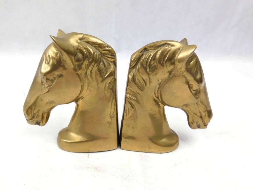 Set of Brass Horse Head or Knight Bookends (1 of 1)