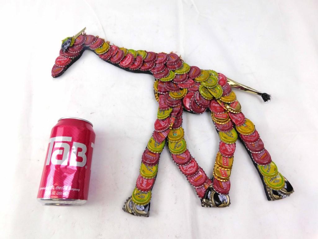 Giraffe Wall Hanging Made From Bottle Caps (1 of 4)