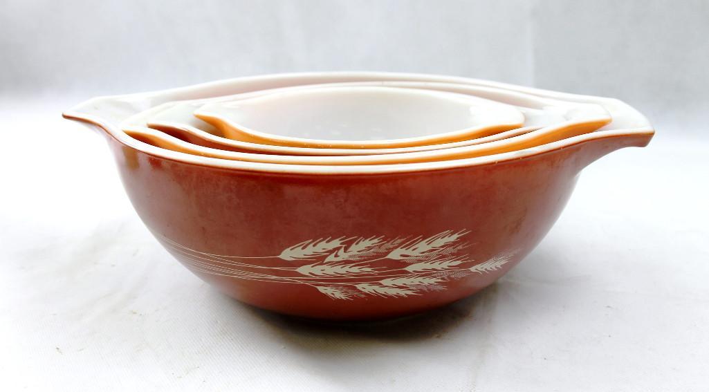 Pyrex Harvest Wheat Cinderella Nesting Bowl Set: Pyrex Harvest Wheat Cinderella Nesting Bowl Set Complete Set of 4 Mixing Bowls