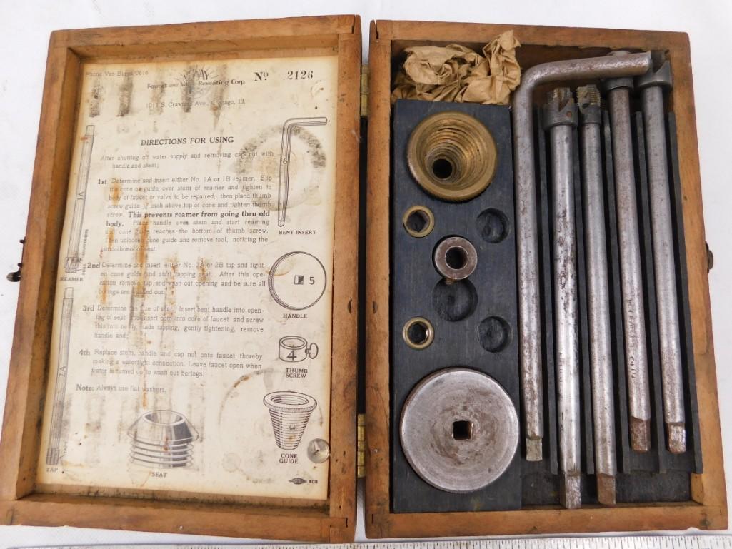 Antique Plumbing Tools in a Wooden Box: Antique Plumbing Tools in a Wooden Box
