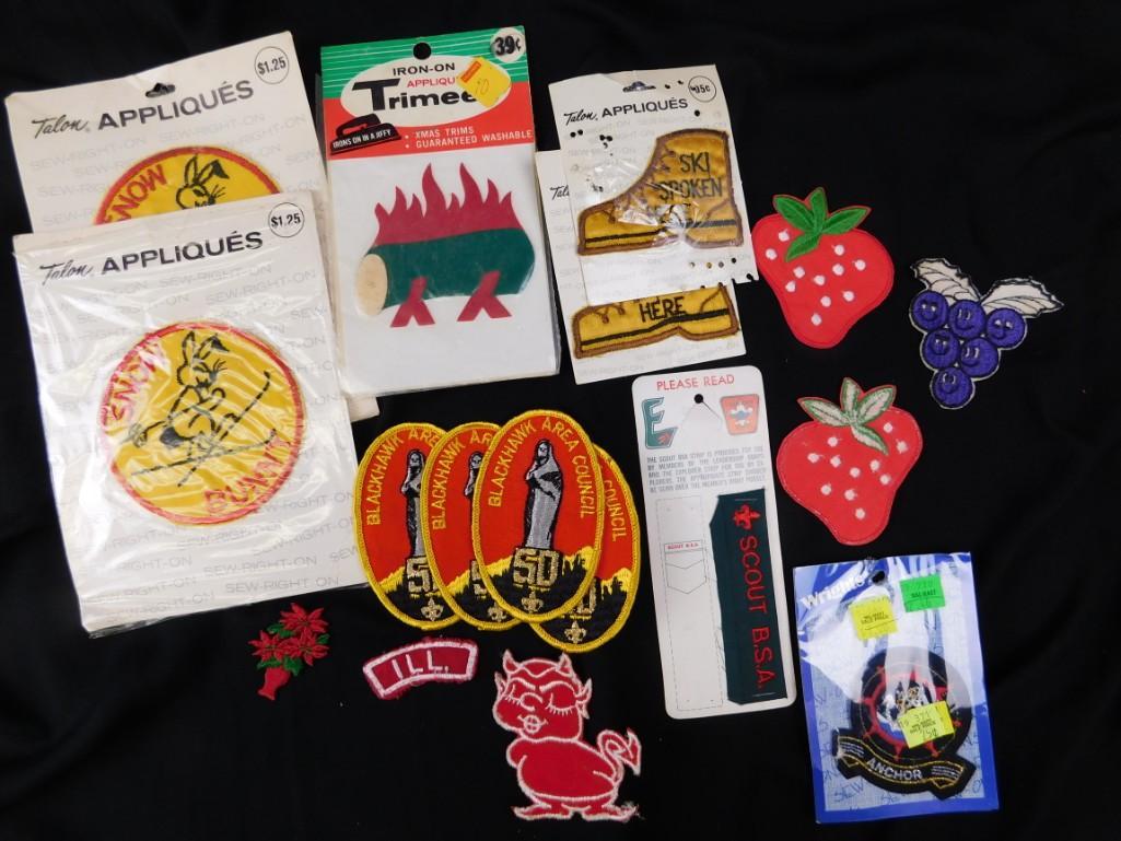 Lot of Vintage Patches Including Boy Scouts of America: Lot of vintage embroidered patches or appliques. Some are boy scouts