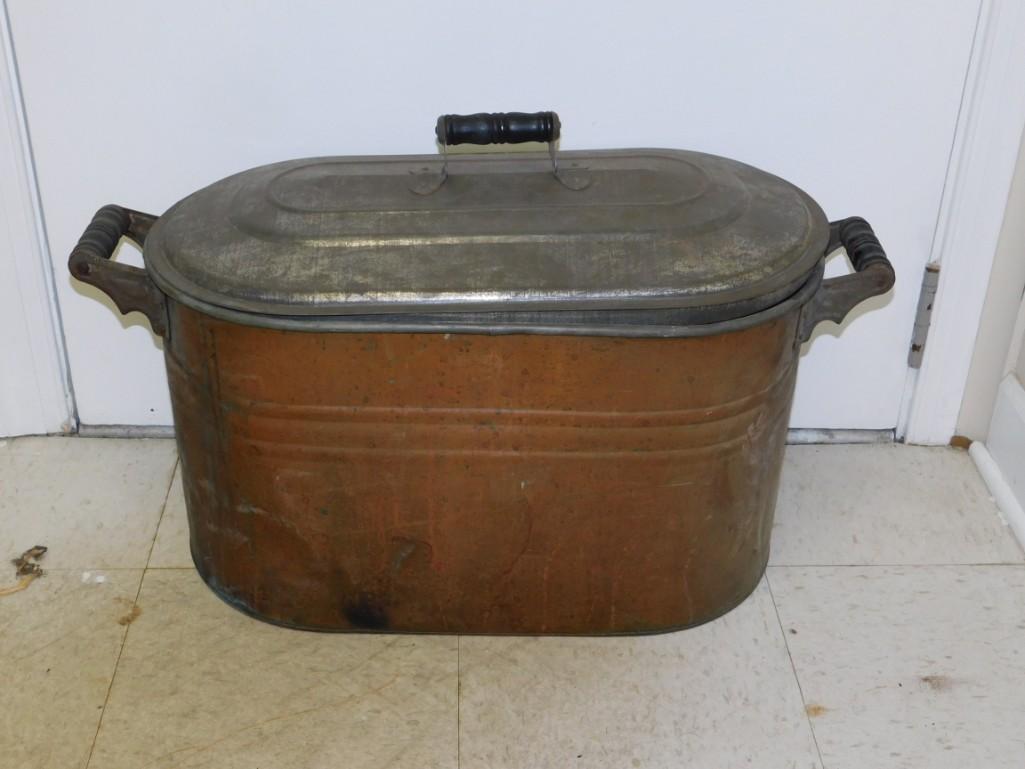 Antique Copper Boiler with Lid (1 of 5)