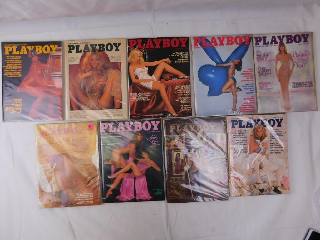 Lot of 9 Playboy Magazines from the 1970's: Lot of 9 Playboy Magazines from the 1970's