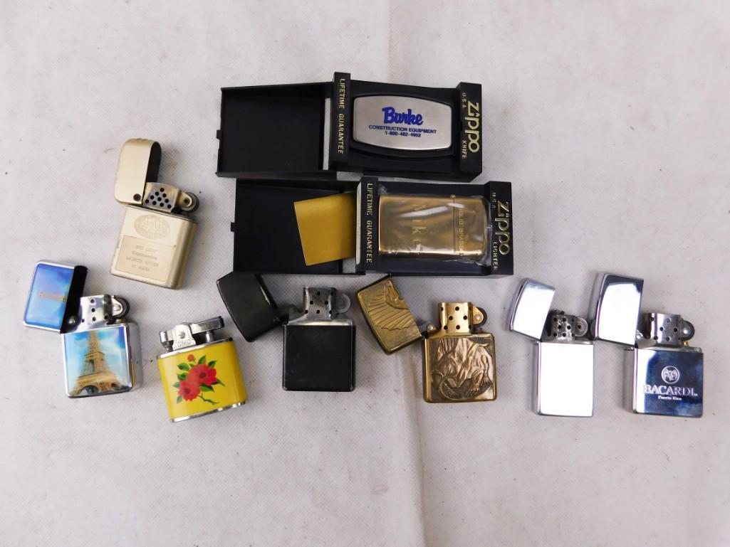 Lot of Lighters including 5 Zippo: Lot of Cigarette Lighters including 5 Zippos