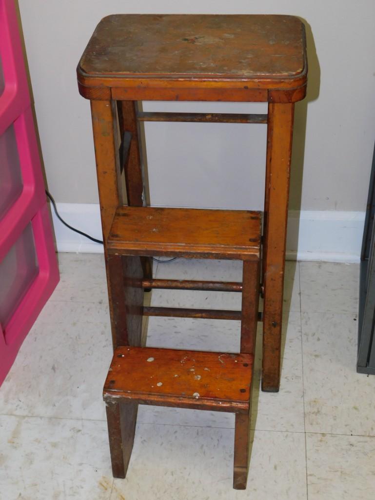 Vintage Wooden Folding Step Stool: Vintage Wood folding stepstool