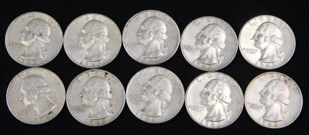 Lot of 10 Washington Quarters (1 of 2)