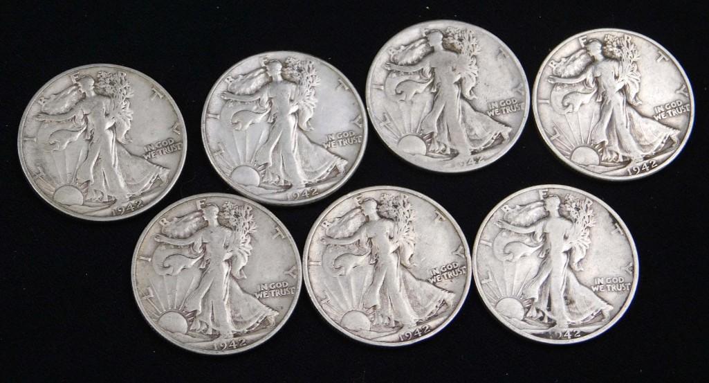 Lot of 7 Walking Liberty Half Dollars (1 of 2)