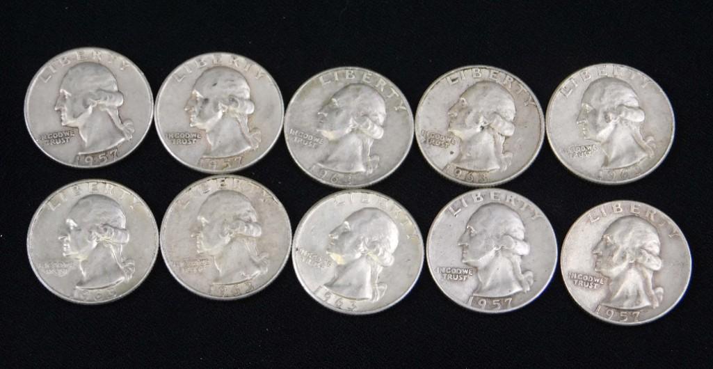 Lot of 10 Washington Quarters (1 of 2)