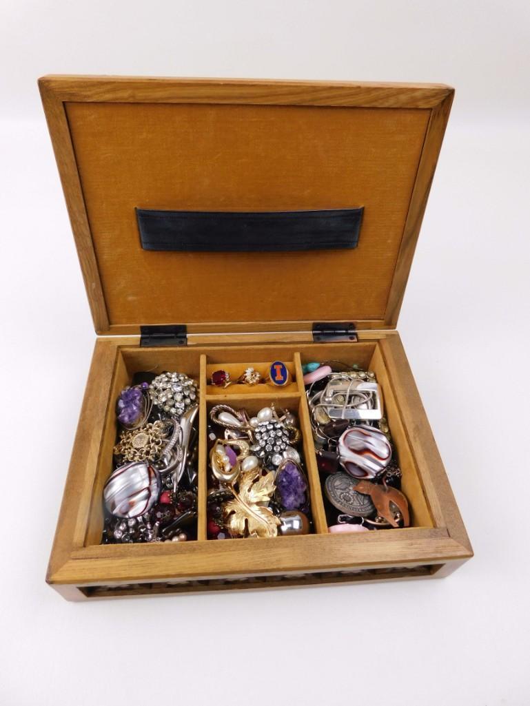 Jewelry Box Filled with Costume Jewelry: Jewelry Box Filled with Costume Jewelry