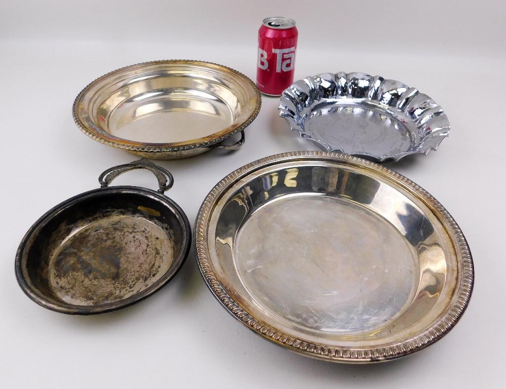 Four Vintage Metal Trays - Coronation Plate + Silver (1 of 3)
