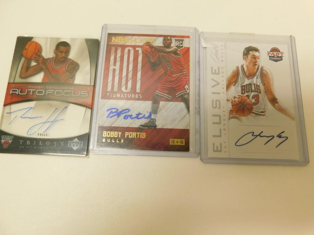 Lot of 3 Autographed Bulls Basketball Cards Thabo (1 of 2)