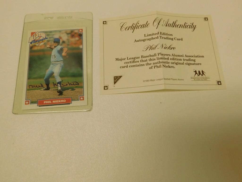 Autographed Phil Niekro Baseball Card with COA (1 of 2)