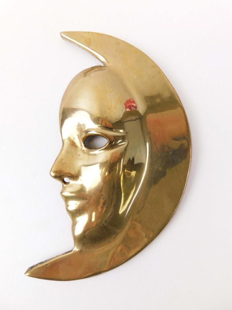 Brass Moon and Drama Mask Wall Hanging: Brass Moon and Drama Mask Wall Hanging