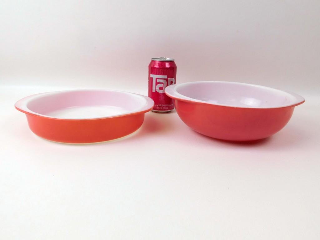 Vintage Pink Pyrex Cinderella Mixing Bowl and Casserole: Vintage Pink Pyrex Cinderella Mixing Bowl and Casserole Dish