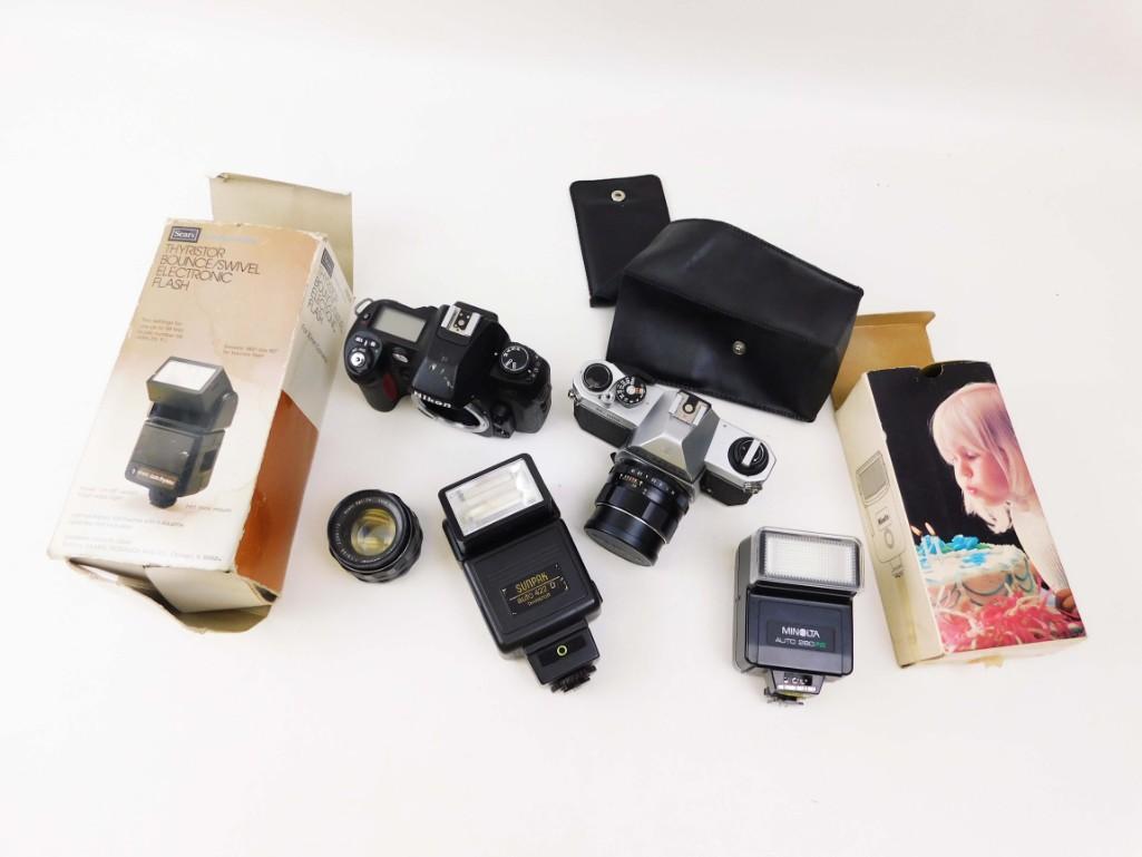 Lot of Cameras and Accessories incl Nikon , Pentax ,: Lot of Cameras and Accessories incl Nikon , Pentax , etc