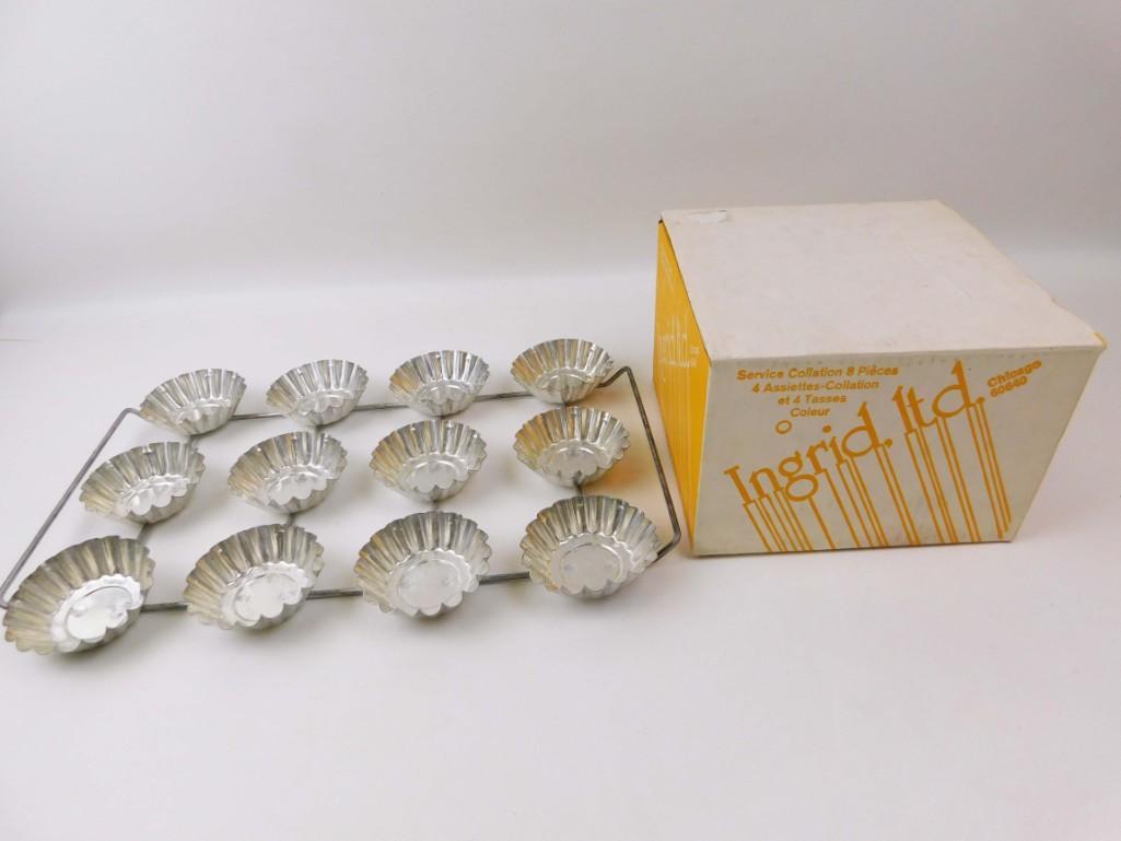 Vintage Tart Pan and Ingrid Snax Stackable Yellow 8 Pc: Vintage Tart Baking Pan and Ingrid Snax Stackable Yellow 8 Pc Snack Set Original Box New Old Stock