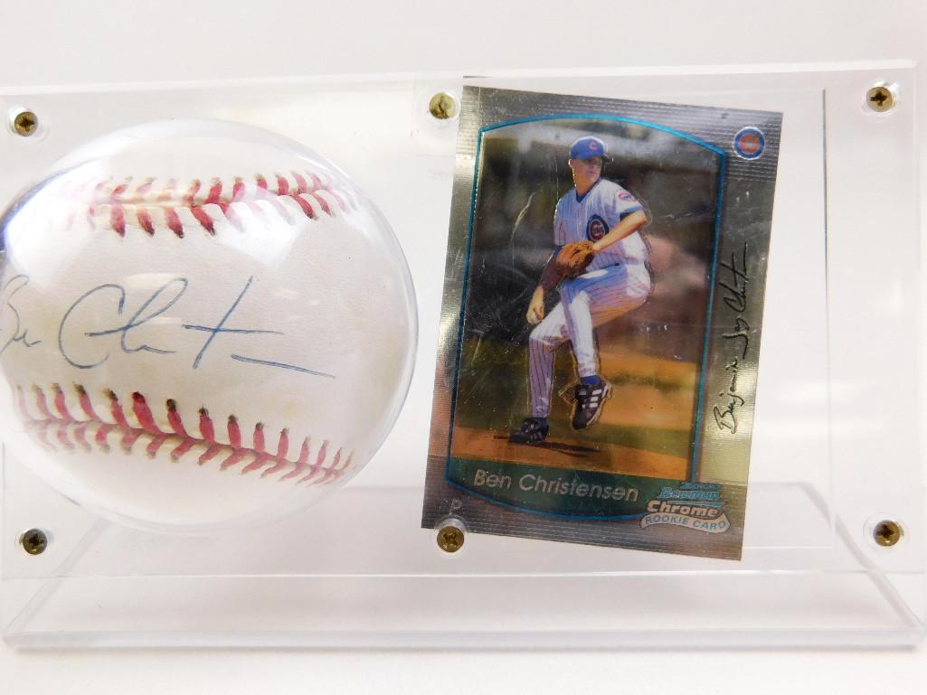 2000 Bowman #391 Ben Christensen Signed Rookie Card &: 2000 Bowman #391 Ben Christensen Signed Rookie Card & Baseball No Certificate of Authenticity