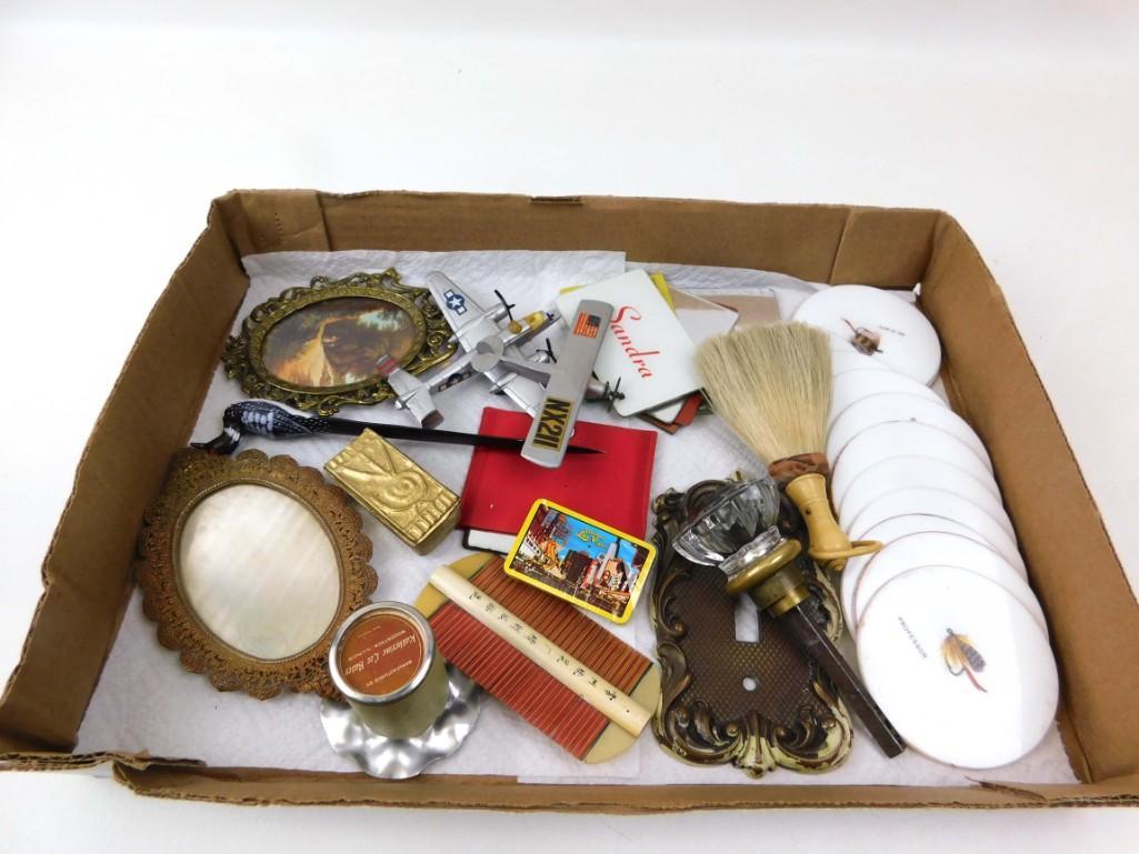 Lot of Misc Smalls incl Toy Airplanes, Glass Door Knob,: Lot of Misc Smalls incl Toy Airplanes, Glass Door Knob, Etc
