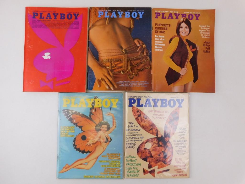 Lot of 5 Playboy Magazines from 1971, 1972 and 1976: Lot of 5 Playboy Magazines from 1971, 1972 and 1976