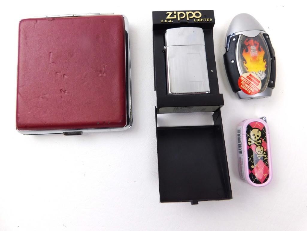 Lot of Smalls incl Zippo Lighter and a Cigarette Case: Lot of Smalls incl Zippo Lighter and a Cigarette Case