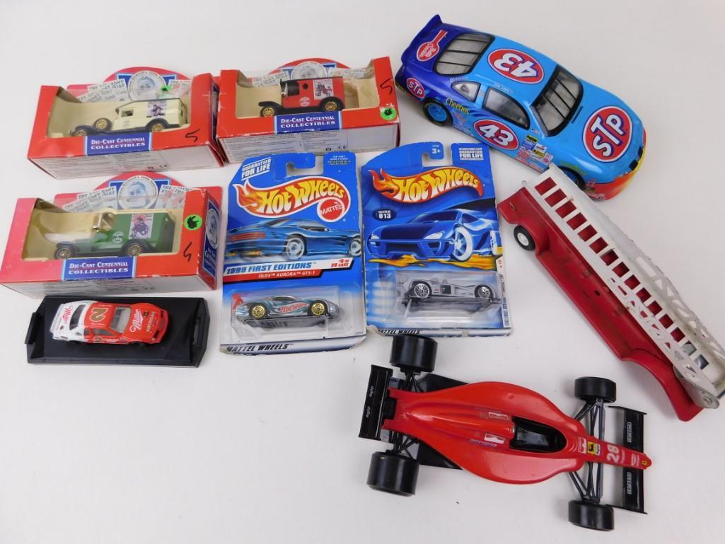Lot of assorted toy cars Hot wheels, Die-Cast: Lot of assorted toy cars Hot wheels, Die-Cast Centennial, #43 Cheerios STP, etc.