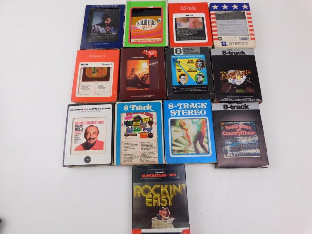 Lot of 13 8-Tracks: Lot of 13 8-Tracks. Some of the best ones in this lot including Eddie Rabbit, Dolly Parton, Jim Reeves, Del Shannon, Disco, Clapton, Mitch Miller, Sam & Dave, Wilson Picket, Percy Sledge, Compil