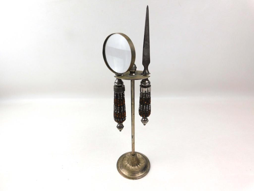 Magnifying Glass and Letter Opener Set with Stand: Magnifying Glass and Letter Opener Set with Stand