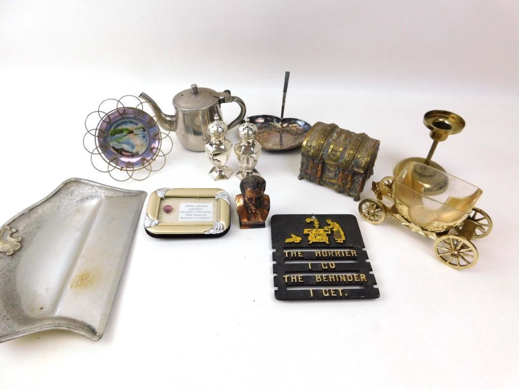 Lot of Vintage Smalls incl Salt and Pepper Shakers,: Lot of Vintage Smalls incl Salt and Pepper Shakers, Trivet, etc