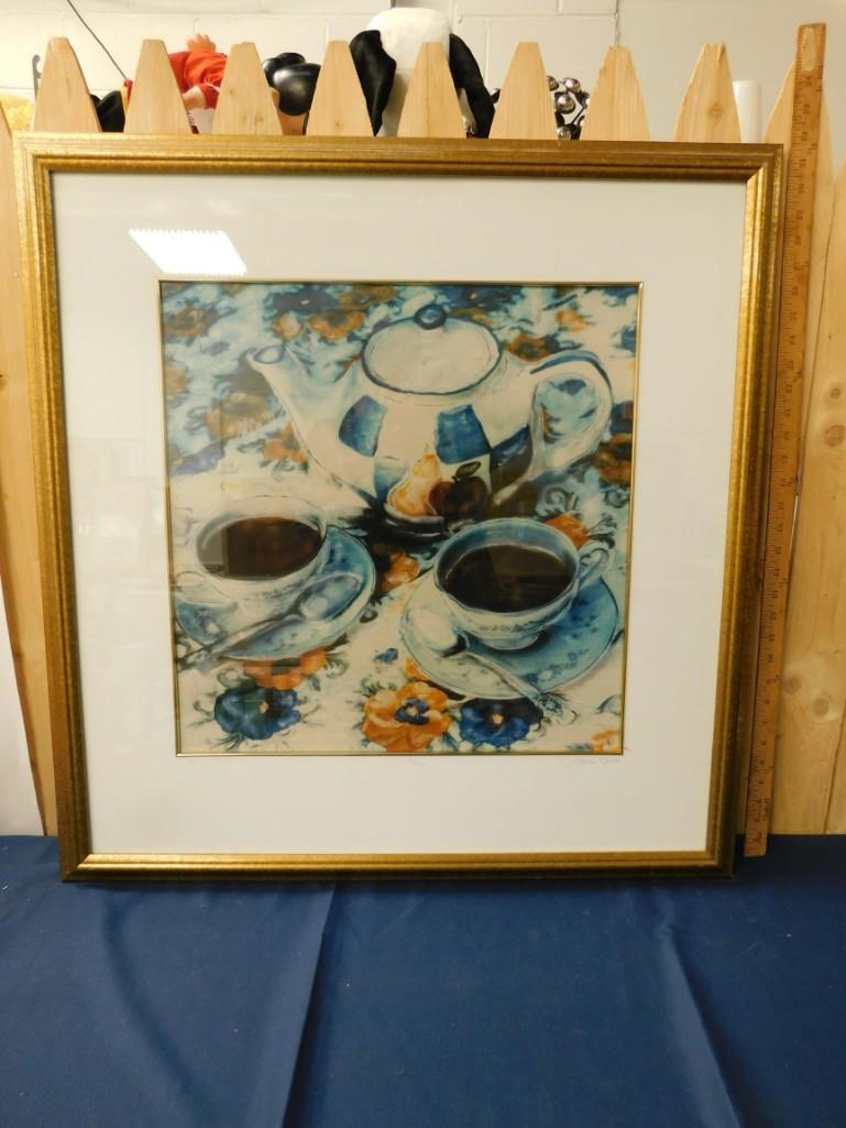 Cynthia Davis "Tea for Two" Hand Altered Polaroid Print: Cynthia Davis "Tea for Two" Hand Altered Polaroid Print Pencil Signed and Numbered 36/100 . Framed and Matted