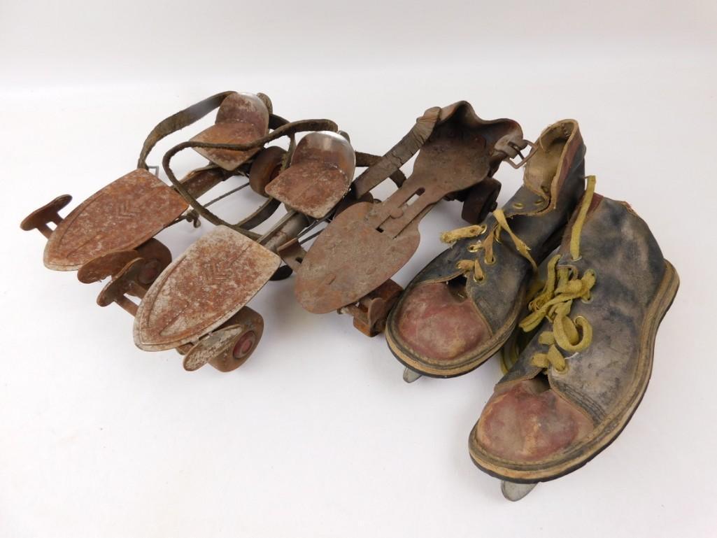 Lot of Vintage Roller Skates and Ice Skates: Lot of Vintage Roller Skates and Ice Skates Condition: Rough
