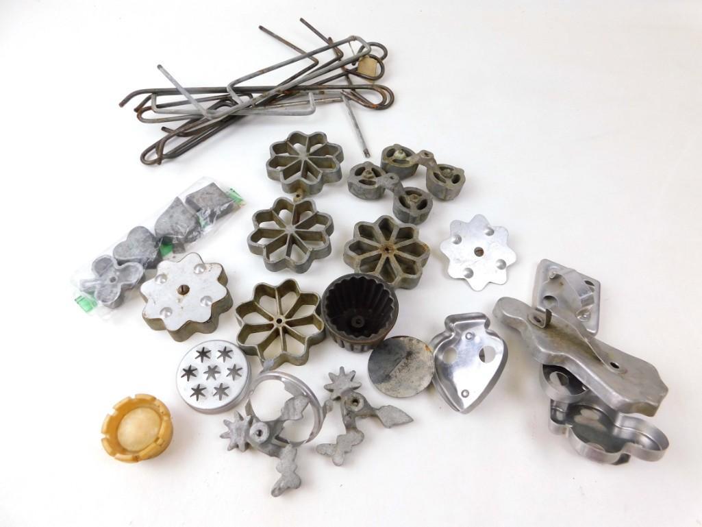 Lot of Rosette Irons , Cookie Cutters , etc: Lot of Vintage Rosette Irons , Cookie Cutters , etc