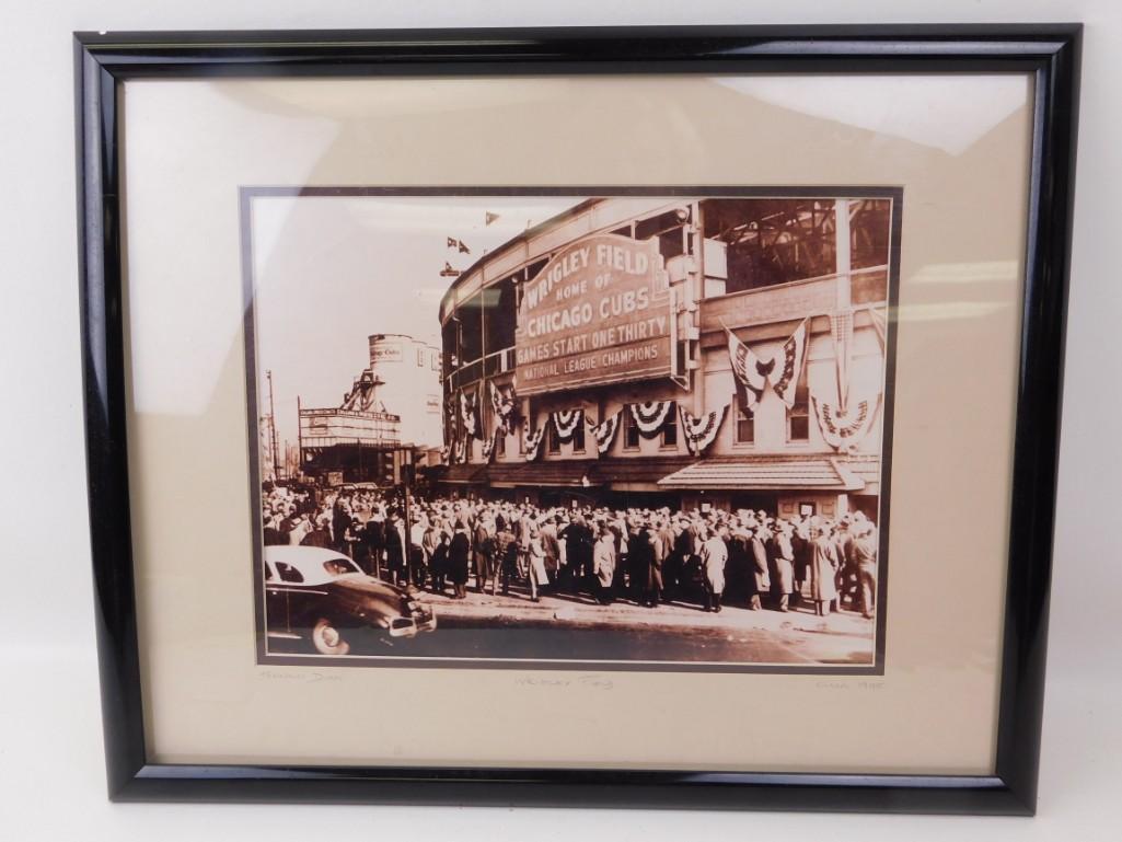 Framed Photo of Wrigley Field Pennant Days Circa 1945: Framed Photo of Wrigley Field Pennant Days Circa 1945 Chicago Cubs