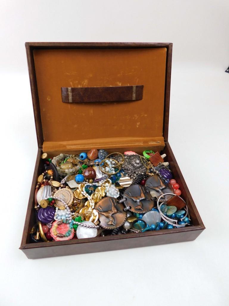 Jewelry Box Filled with Costume Jewelry: Jewelry Box Filled with Costume Jewelry