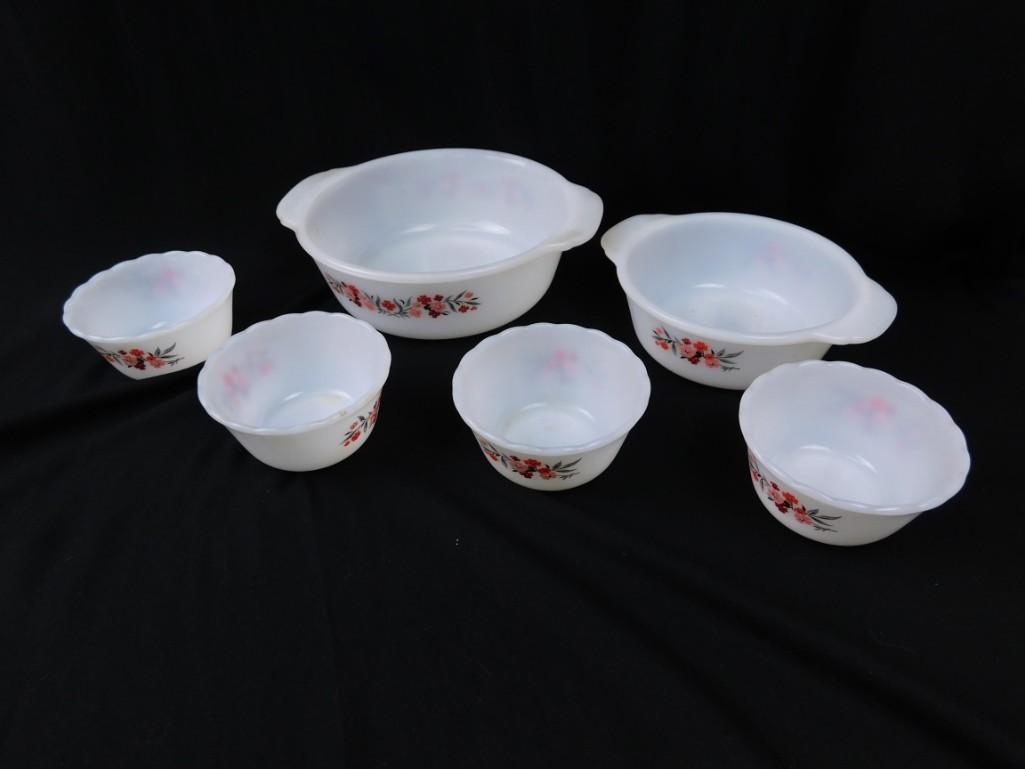 Lot of Fire King Casseroles and Bowls in Primrose: Lot of Fire King Casseroles and Bowls in Primrose Pattern