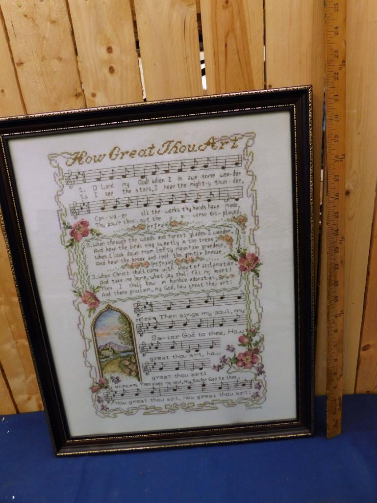How Great Thou Art Framed Cross Stitch Sampler: How Great Thou Art Framed Cross Stitch Sampler