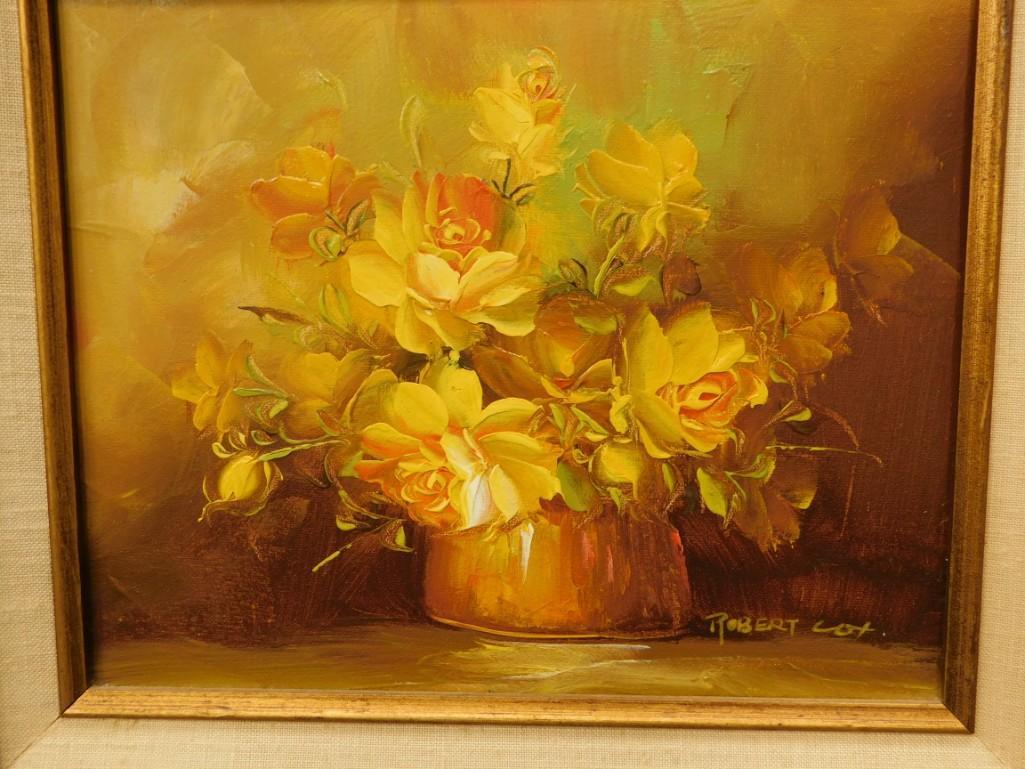 Framed Oil Painting Robert Cot Flowers Still Life: Framed Oil Painting Robert Cot Flowers Still Life