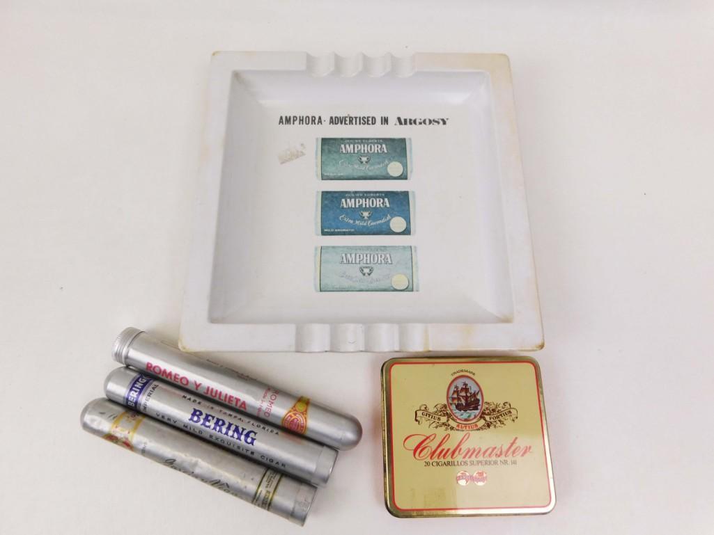 Vintage Advertising Ashtray and Cigar Cases: Vintage Advertising Ashtray and Cigar Cases