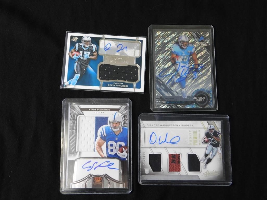 4 Autographed Game Used Jersey Cards NFL Serially: 4 Autographed Game Used Jersey Cards NFL Serially Numbered