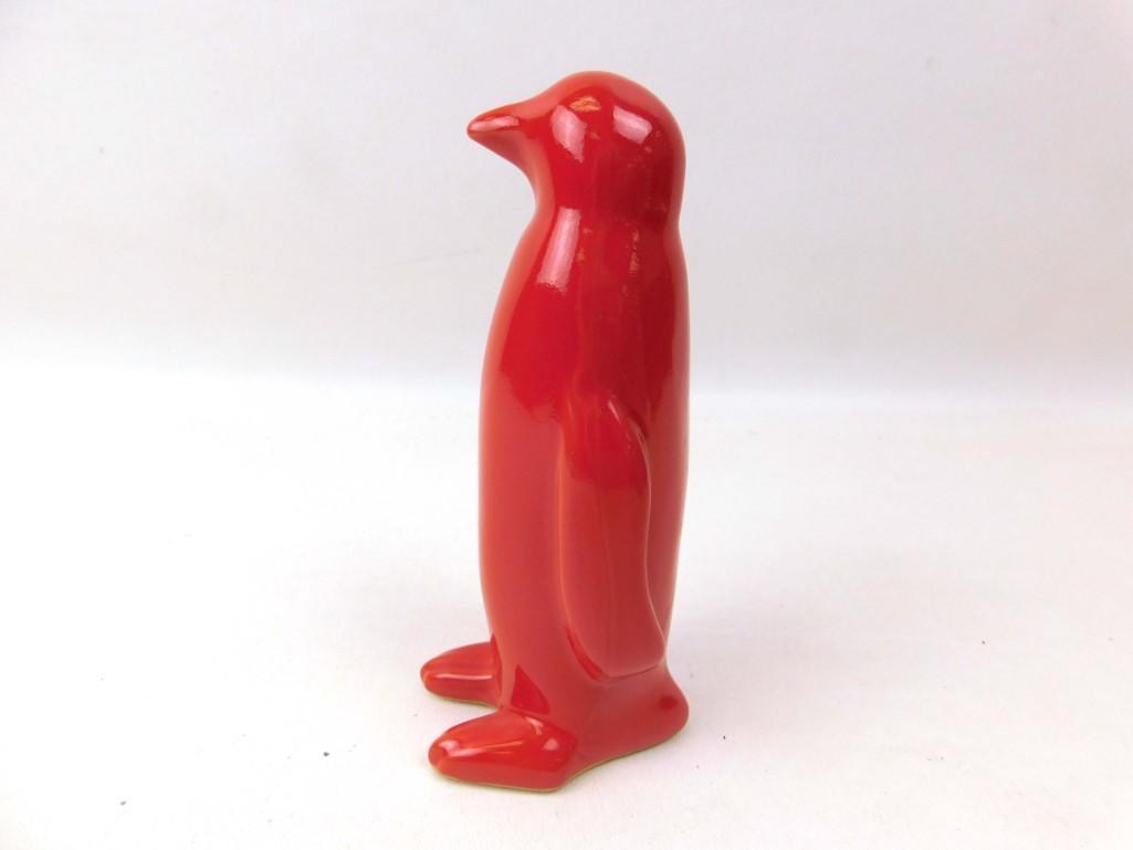 Louisville Stoneware Red Penguin Statue or Figure (1 of 3)