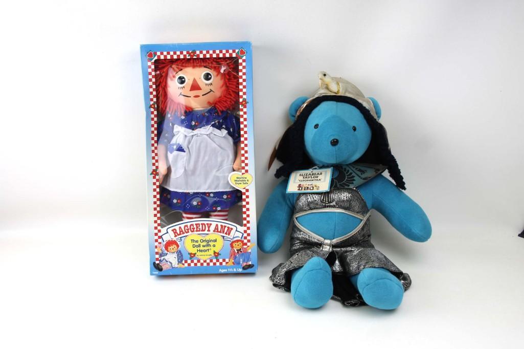 Elizabear Taylor Cleopawtra Plush Bear and Raggedy Ann: Elizabear Taylor Cleopawtra Plush Teddy Bear North American Bear VIB New with Tags and Raggedy Ann Doll New in Box